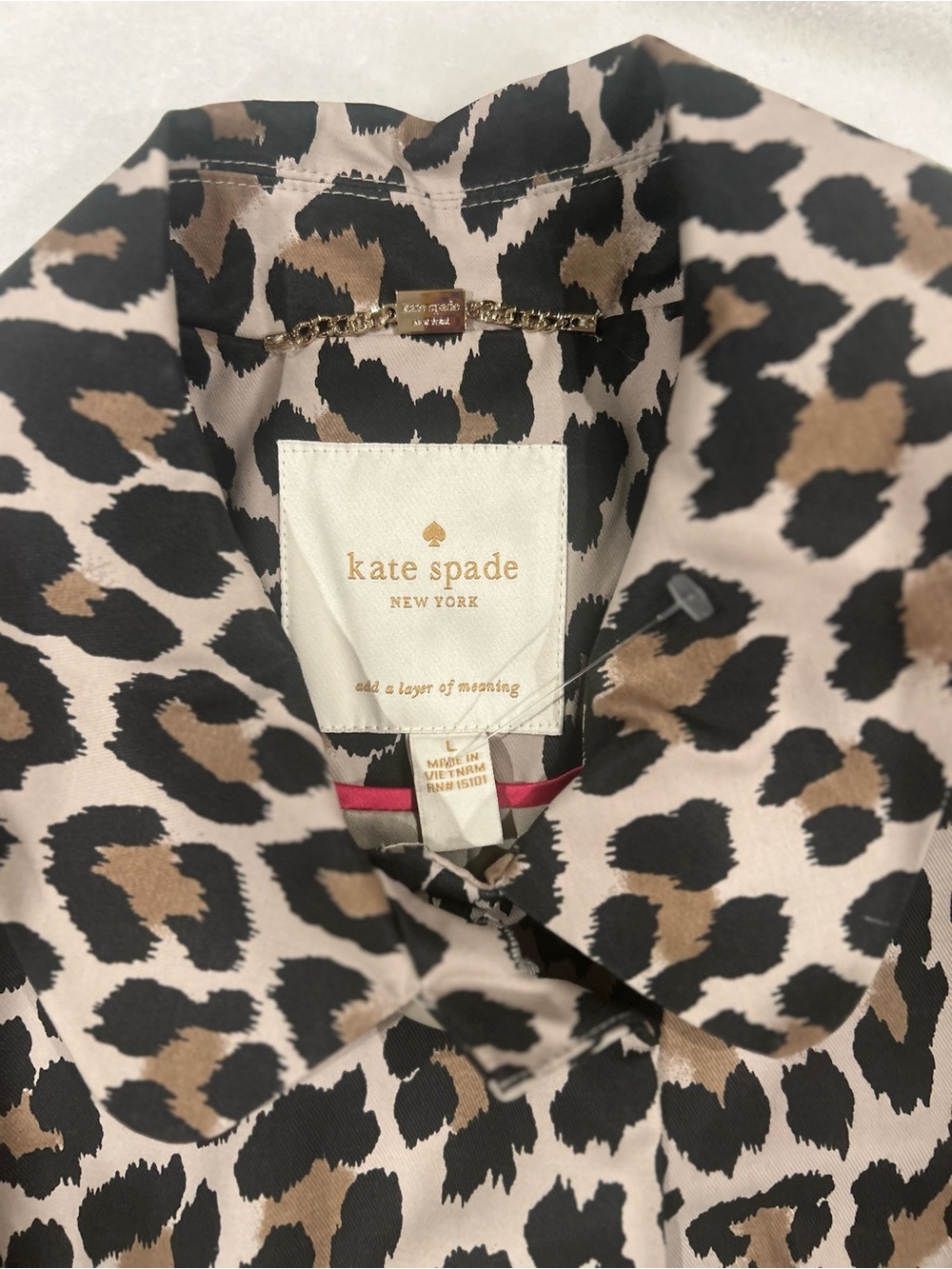 Kate Spade Leopard Trench Coat Womens Large Belted Flared Animal Print NWT new - Picture 4 of 13